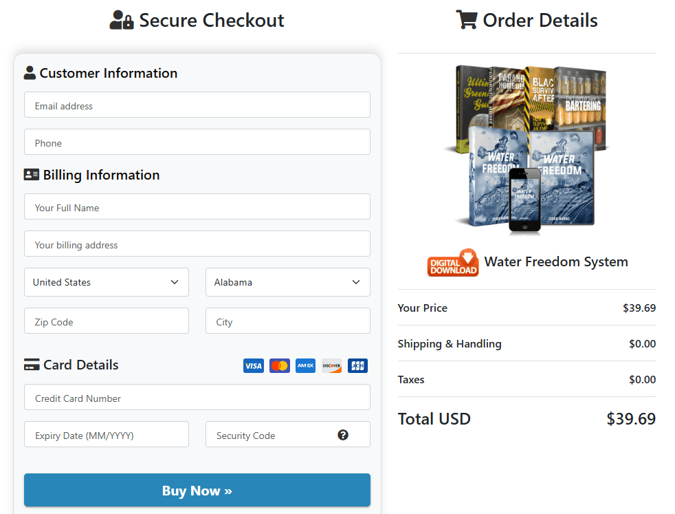 water-freedom-system™ checkout page